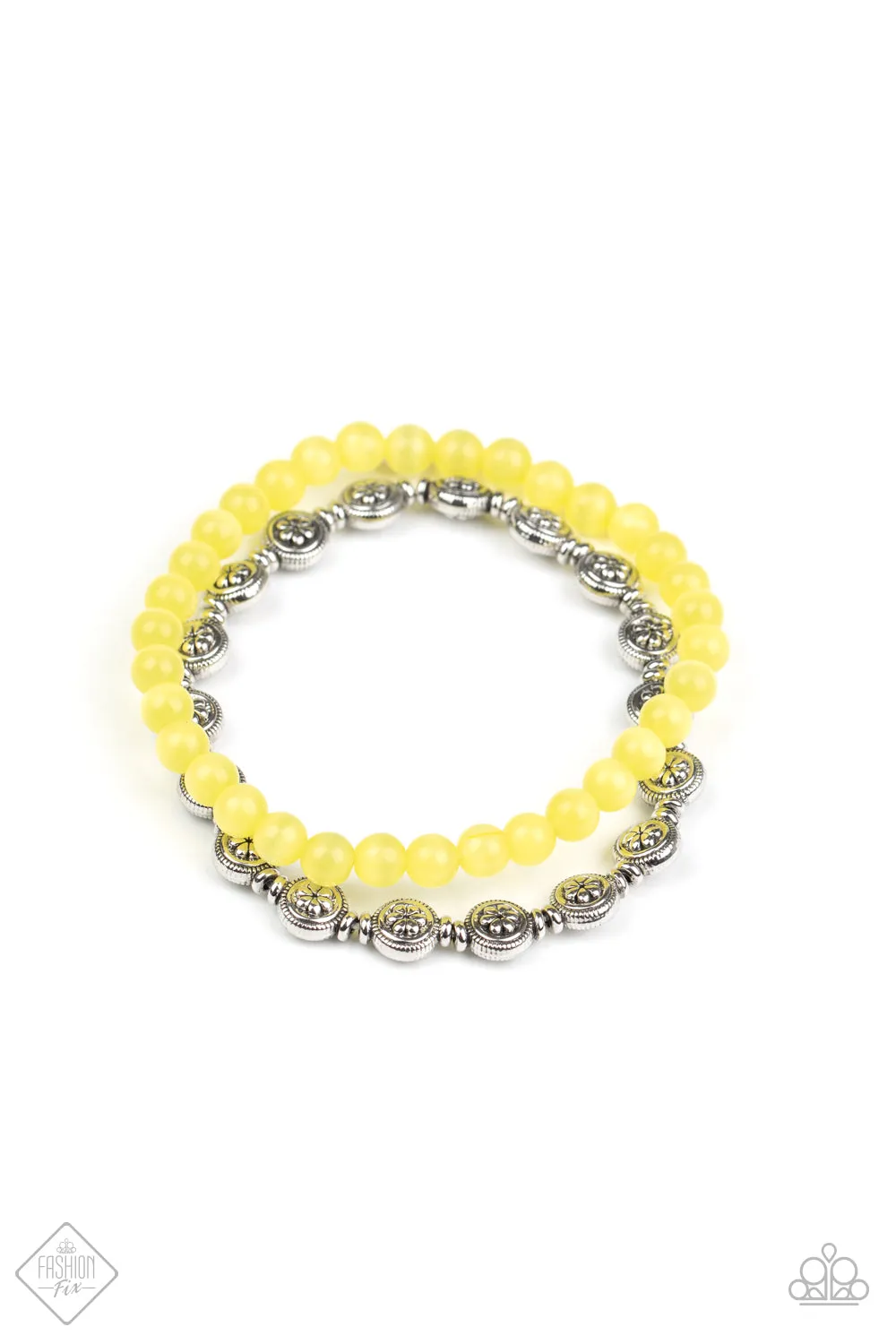 Open Door Jewelry - Dewy Dandelions - Yellow Bracelet - Paparazzi Accessories