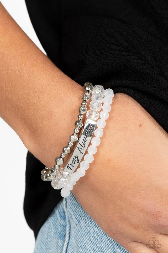 Paparazzi Bracelet ~ Pray Always - White