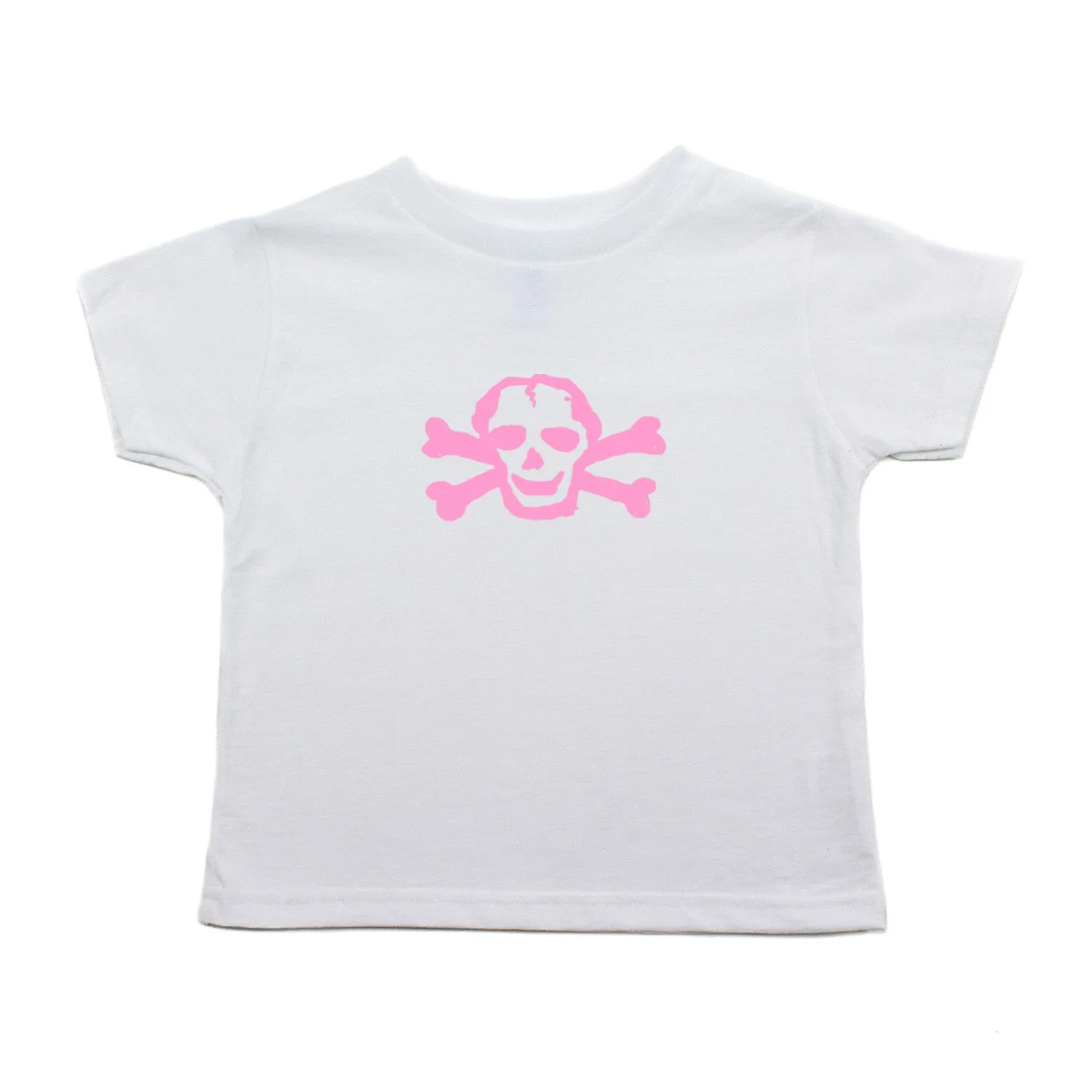 Pink Scribble Skull and Bones Baby-Girls Toddler Short Sleeve T-Shirt