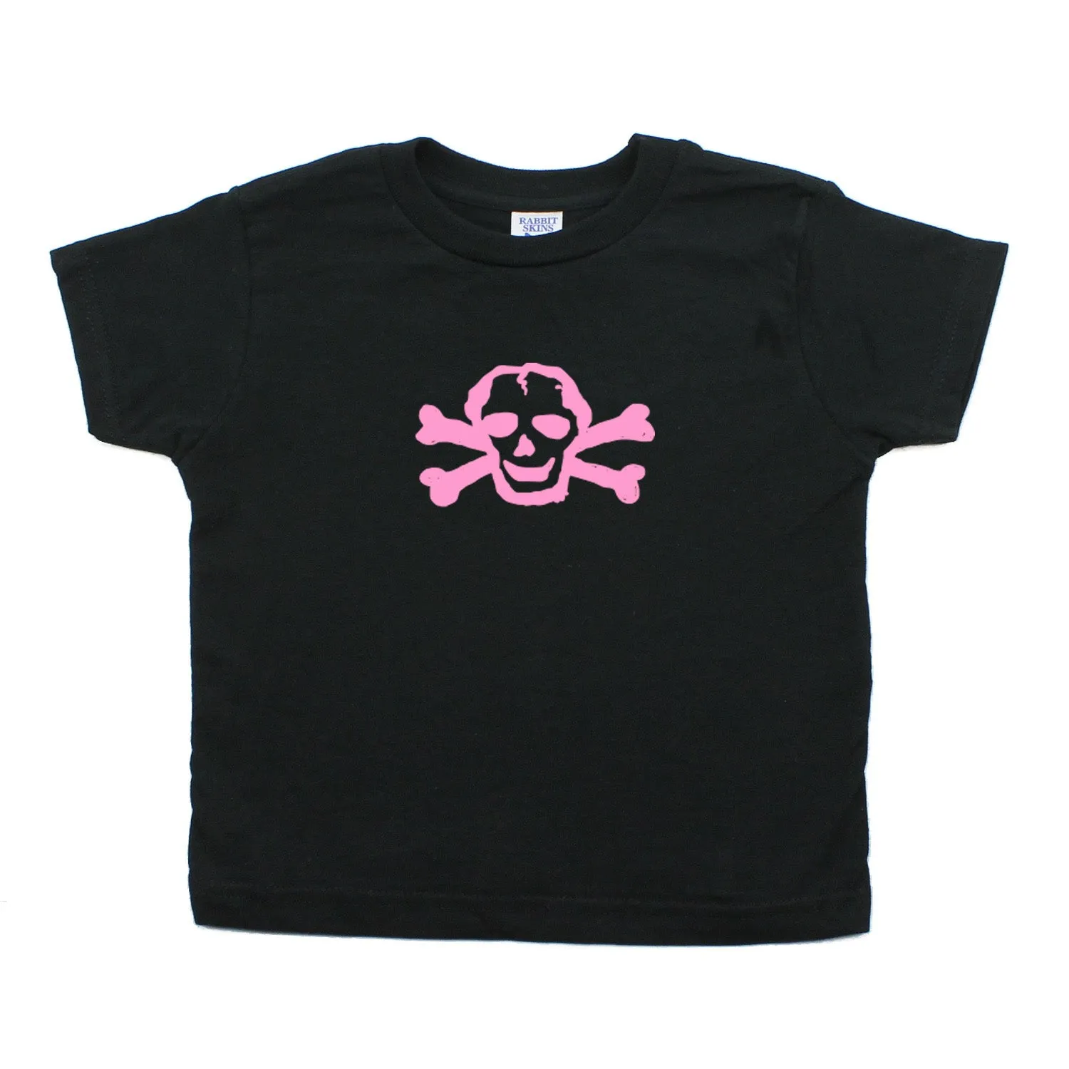 Pink Scribble Skull and Bones Baby-Girls Toddler Short Sleeve T-Shirt