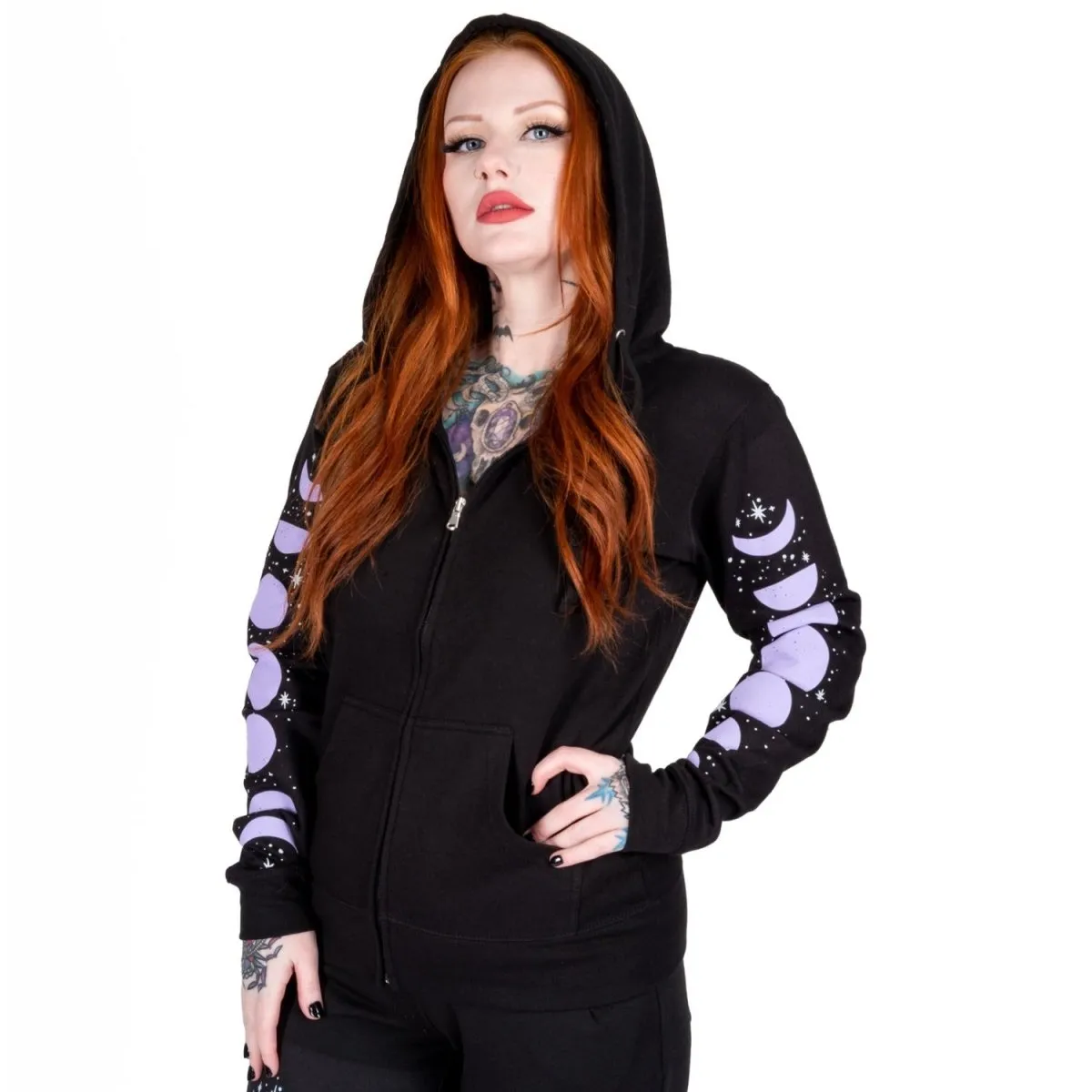 Purple Moon Phase Zip Hoodie