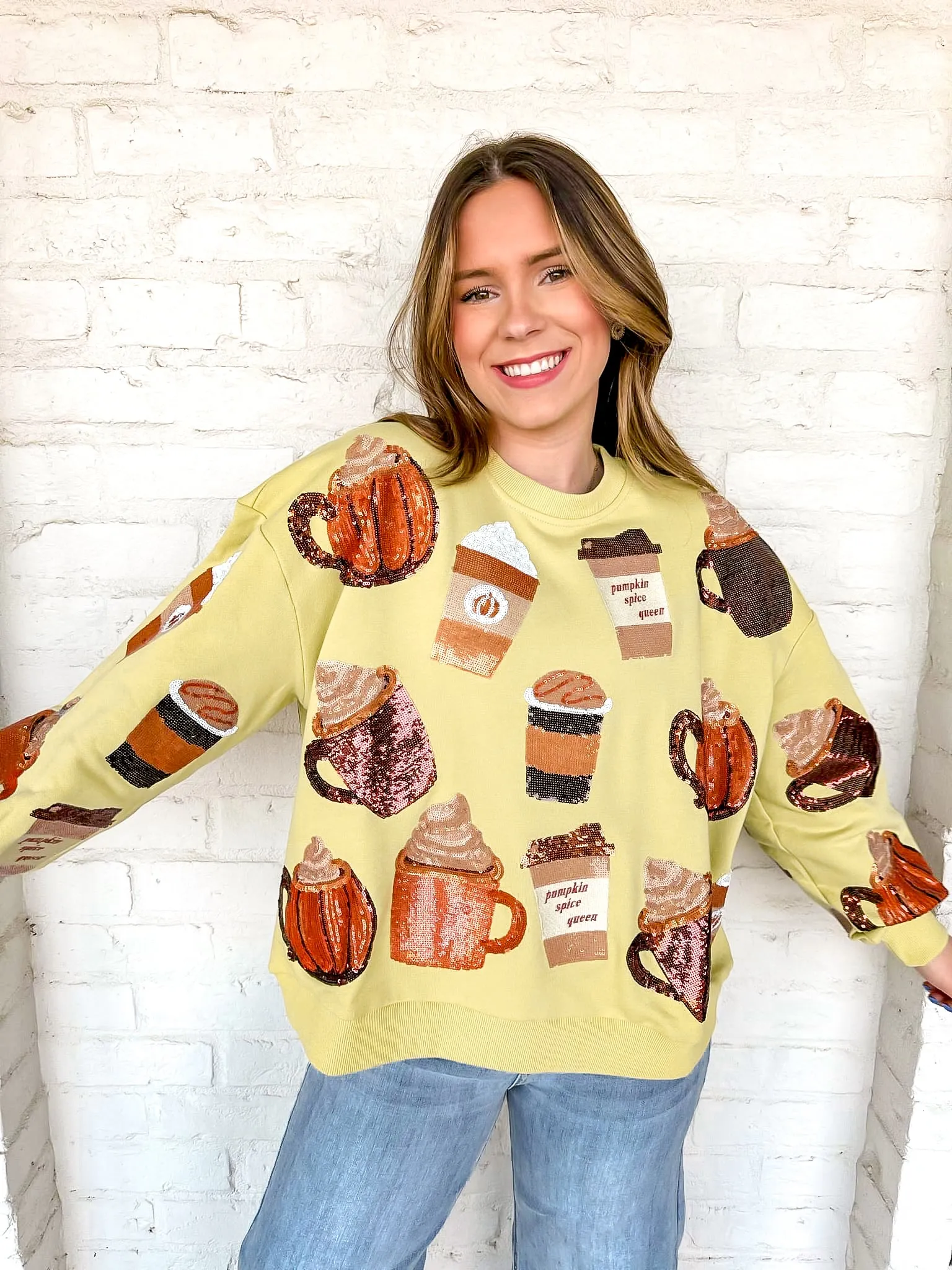 Queen Of Sparkles Pumpkin Spice Queen Pale Green Sweatshirt