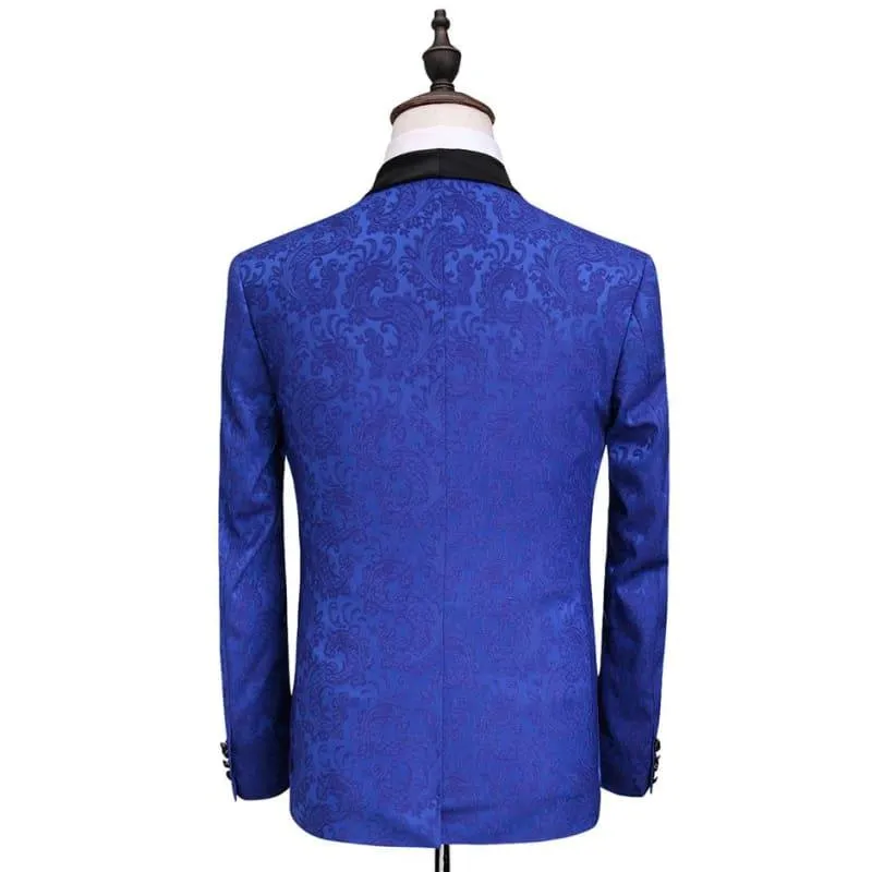 Royal Blue Jacquard Men's Formal Tuxedo Suits