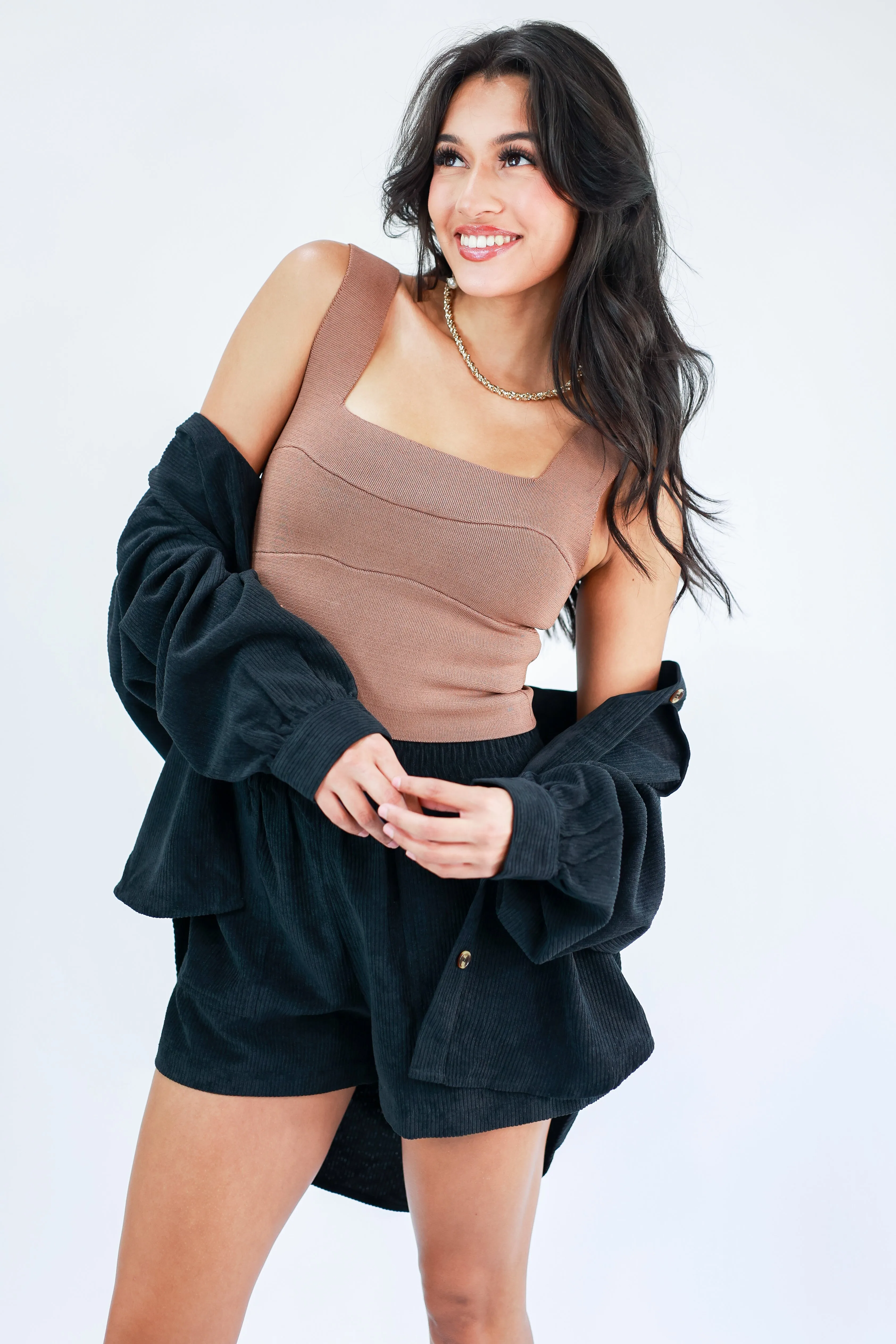 Seasonal Comfort Corduroy Shacket In Black