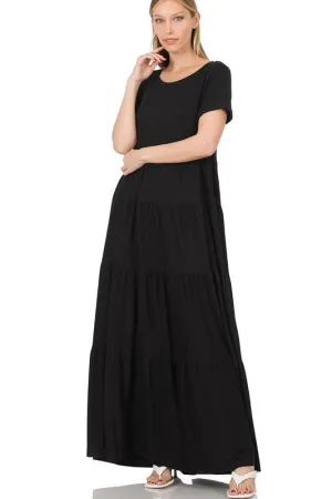 Short Sleeve Tiered Maxi Dress