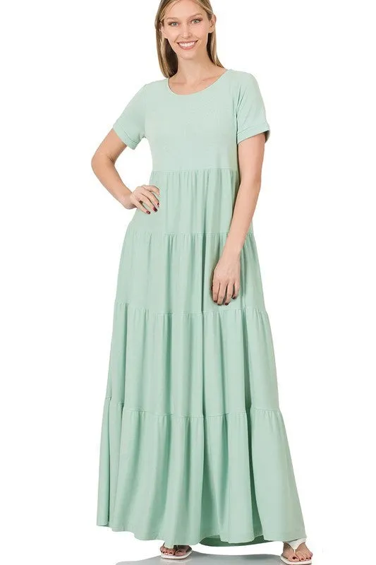 Short Sleeve Tiered Maxi Dress