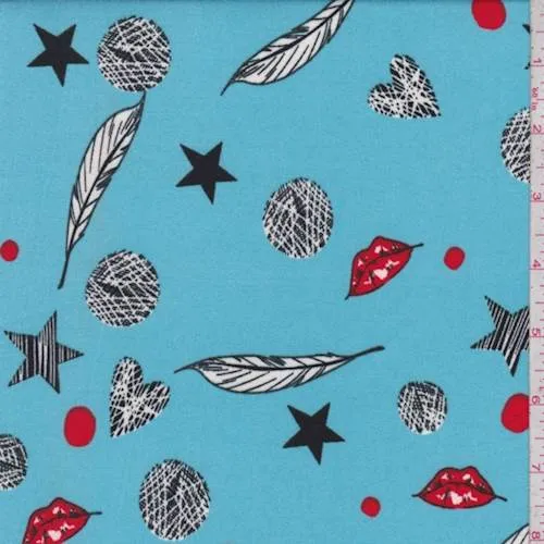 Sky Blue Pop Culture Double Brushed Jersey Knit Fabric