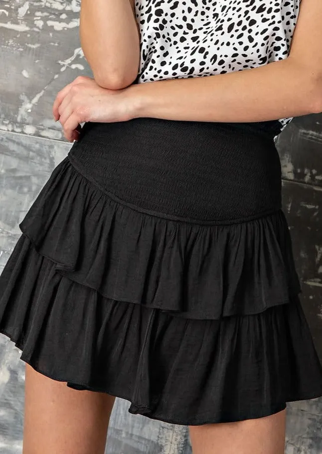 Smocked Ruffle Mini Skort