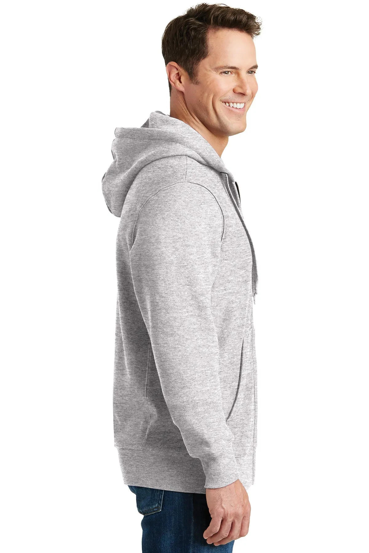 Sport-Tek Super Heavyweight Branded Full-Zip Hooded Sweatshirts, Athletic Heather