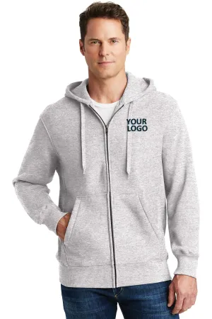 Sport-Tek Super Heavyweight Branded Full-Zip Hooded Sweatshirts, Athletic Heather