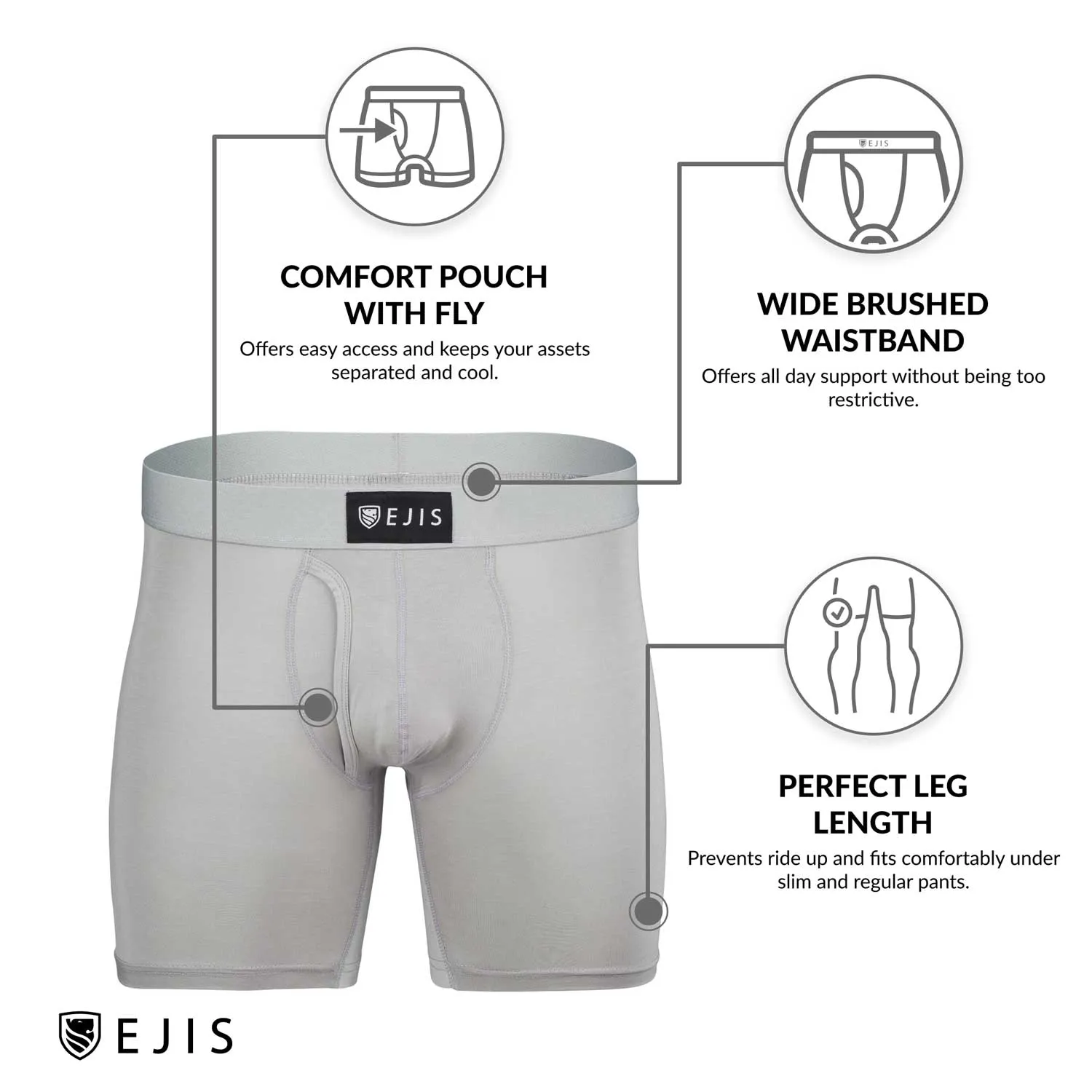 Sweat Proof Men's Boxer Briefs with Fly - Black 3-Pack