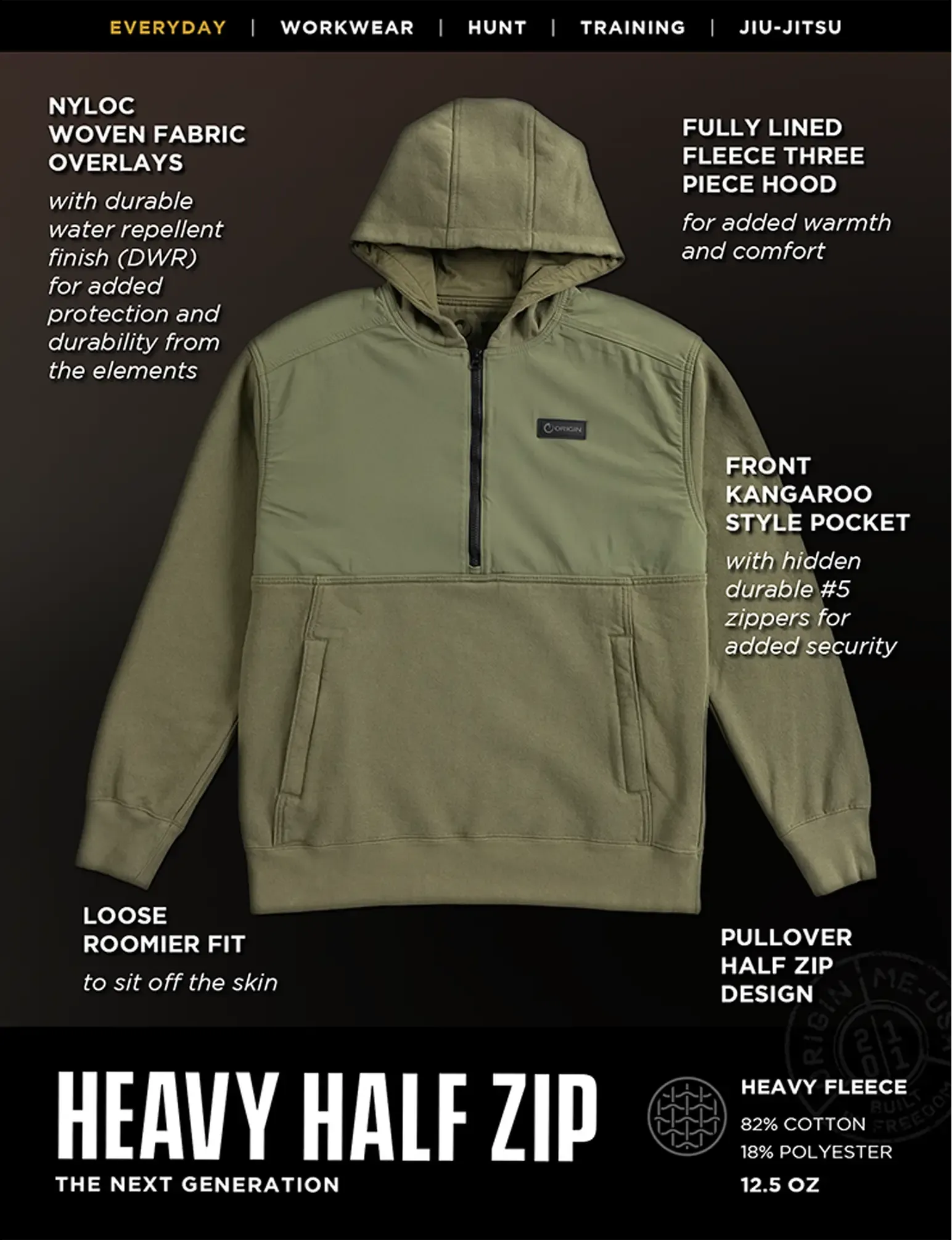 THE HEAVY HALF ZIP HOODIE