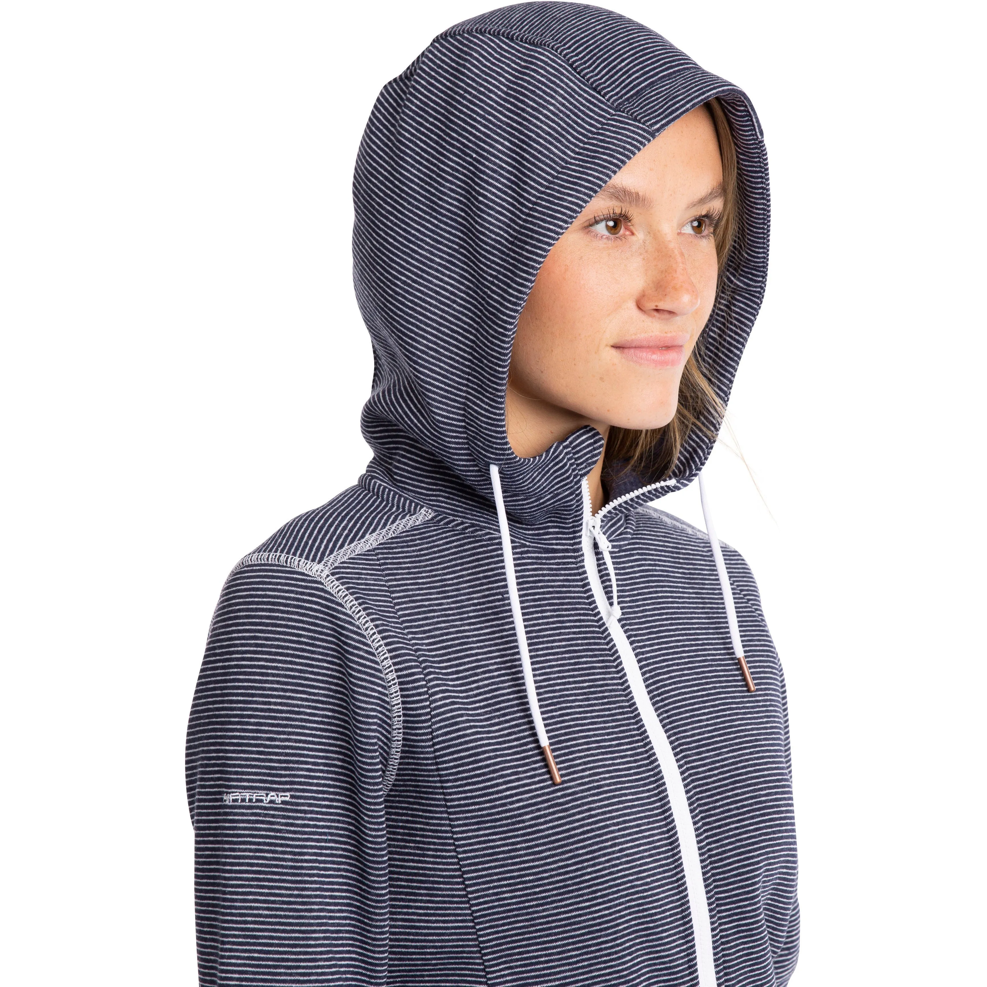 Trespass Women's Fleece Hoodie Rootless in Navy Stripe