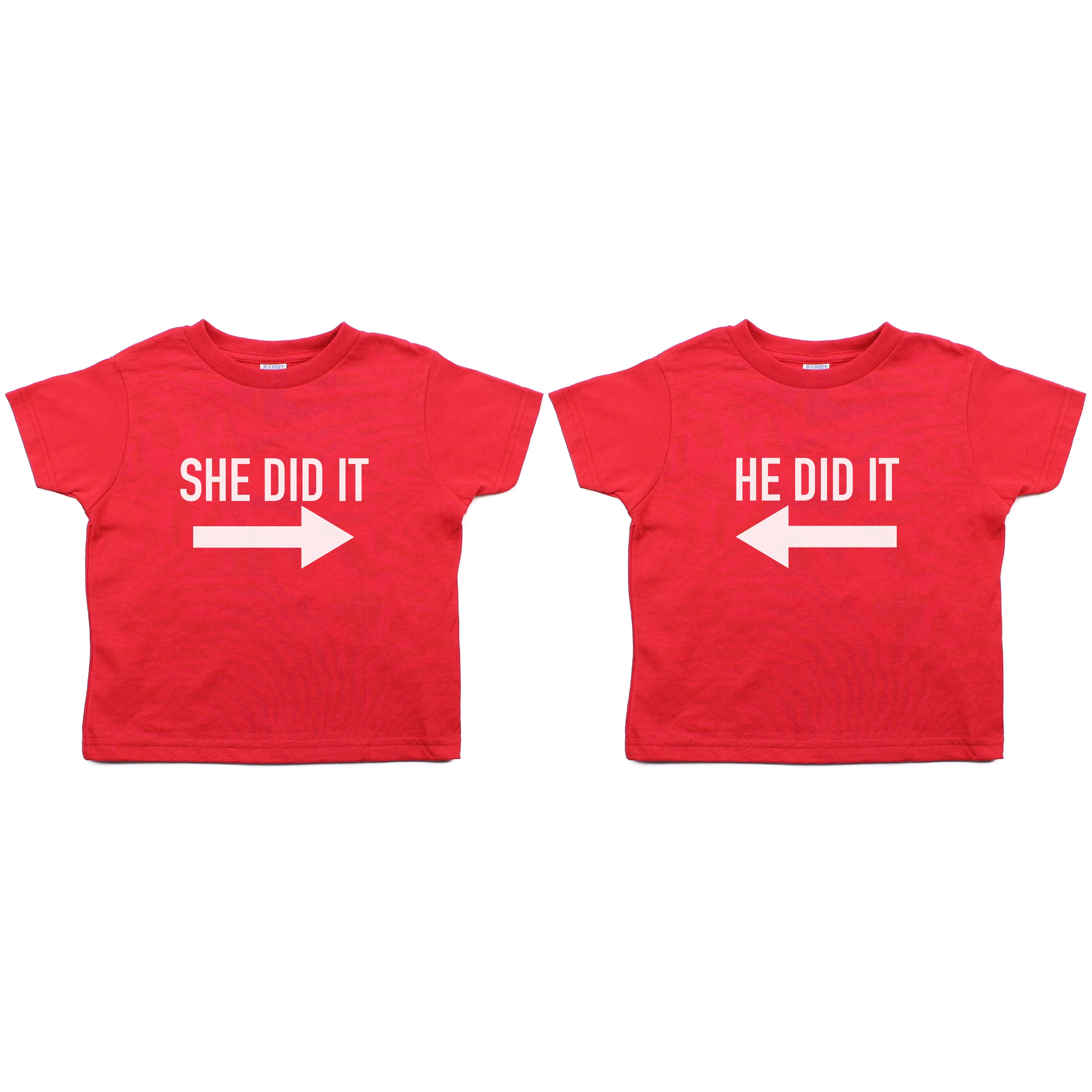 Twin Set She Did It, He Did It Toddler Short Sleeve T-Shirt