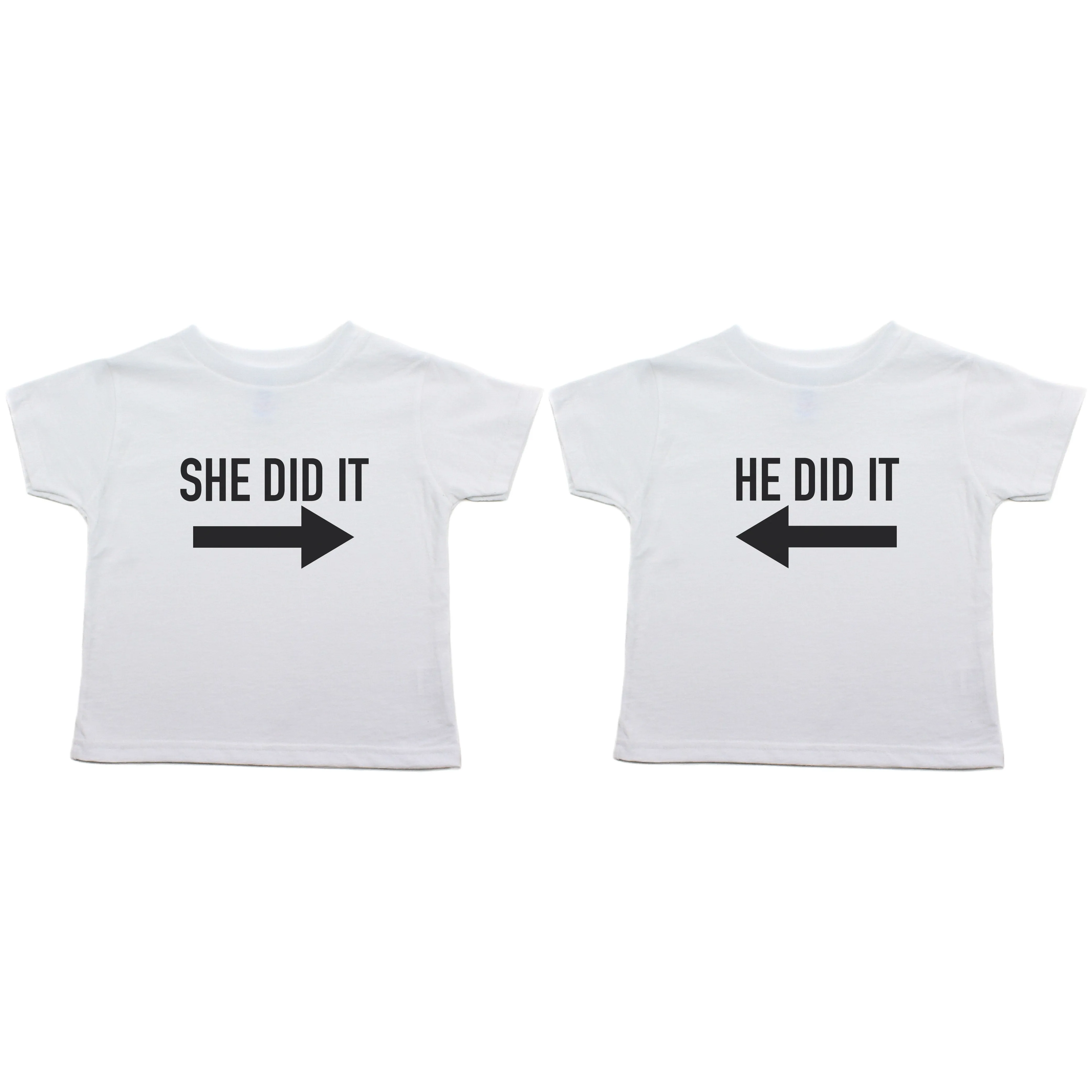 Twin Set She Did It, He Did It Toddler Short Sleeve T-Shirt