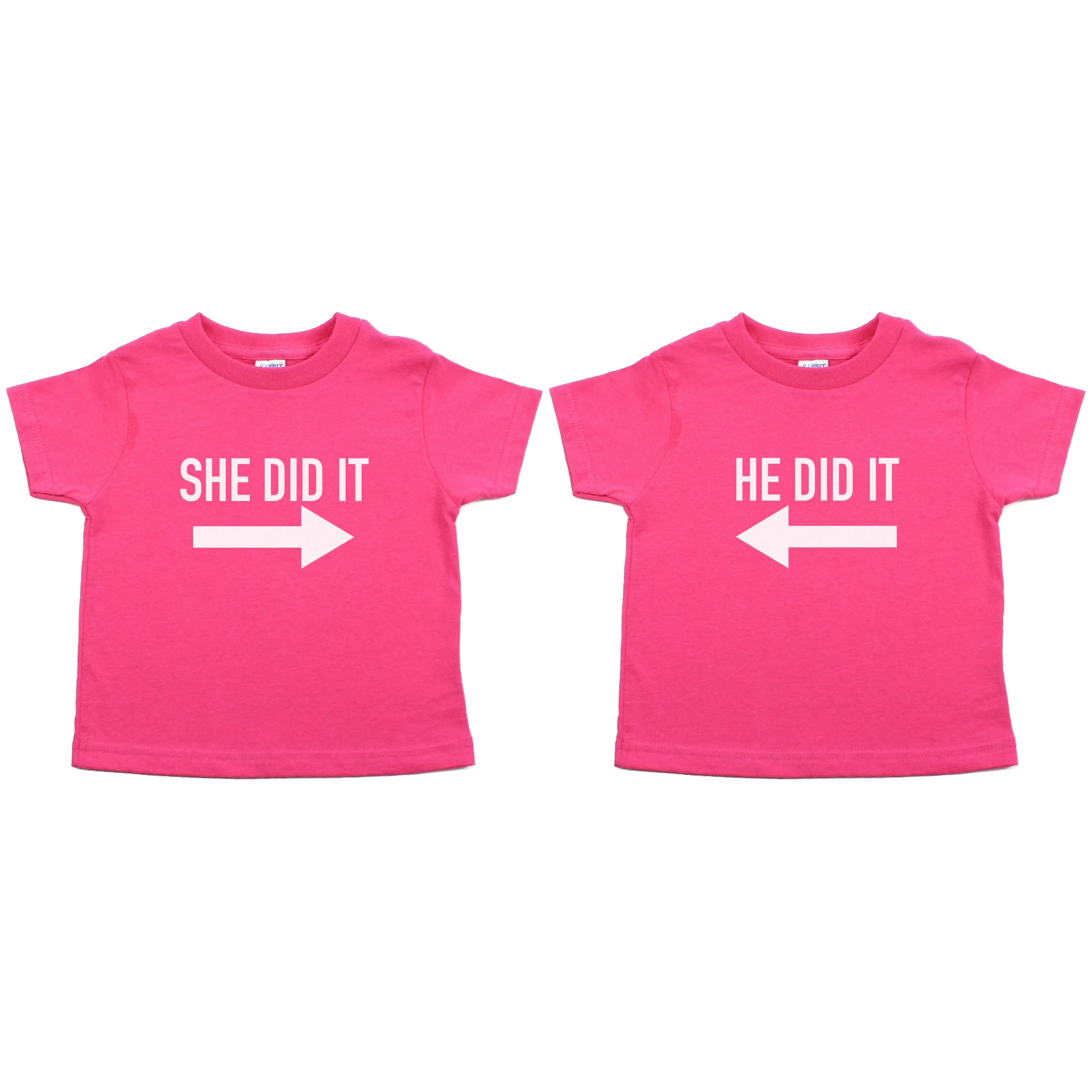 Twin Set She Did It, He Did It Toddler Short Sleeve T-Shirt