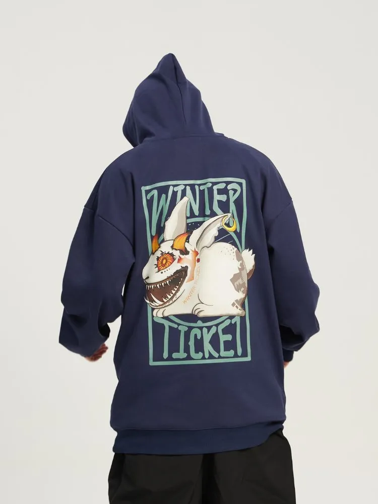 Winter Ticket Printed Fleece Ski Snowboard Hoodie - Unisex