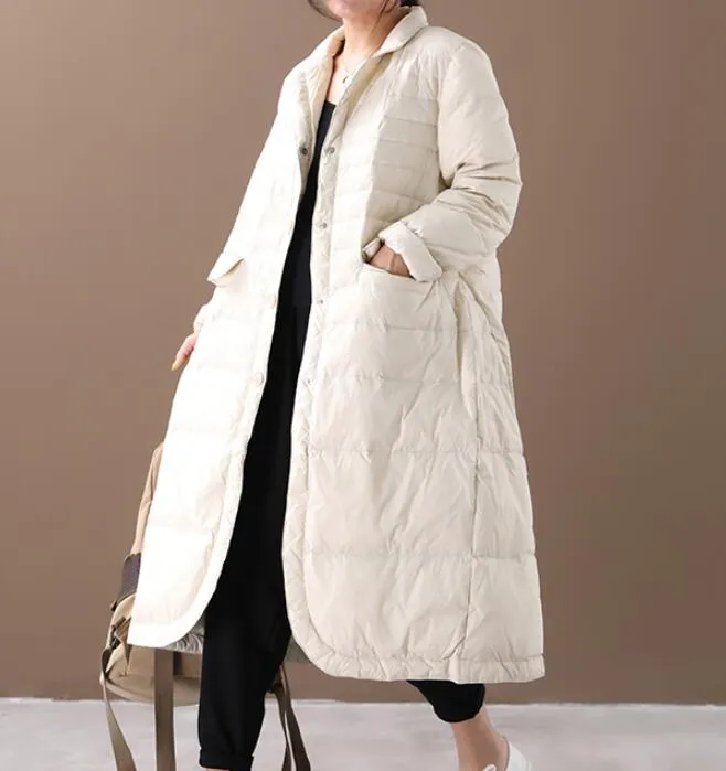 Women Winter A-line Puffer Coat,Loose Label Collar Down Jacket/2221