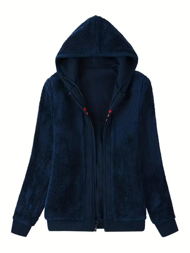 Women's Full Zipper Fleece Sherpa Lined Hoodie-ZPK005390